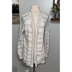 Haven Well Within open front cardigan white gray blue organic cotton blend SM